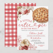 かわいい赤ちゃん歓迎アップルパイ ベビーシャワー オータム フラワー 招待状 (正面/裏面)