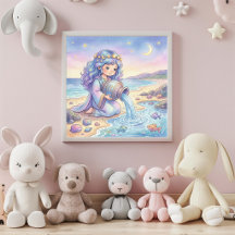 かわいい赤ちゃん水瓶座の星座の壁のアートポスター