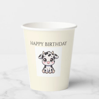 かわいい赤ちゃん牛の誕生日ペーパークリップ 紙コップ