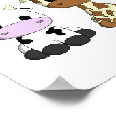 かわいい赤ちゃん牛 キリン ヒポポタマス カートゥーン保育園 ポスター (角)