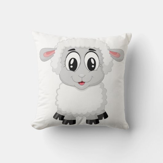 かわいい赤ちゃん牧場の子羊 クッション (正面)
