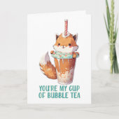 かわいい赤ちゃん狐、あなたは私のタピオカミルクティーの一杯だ カード (正面)