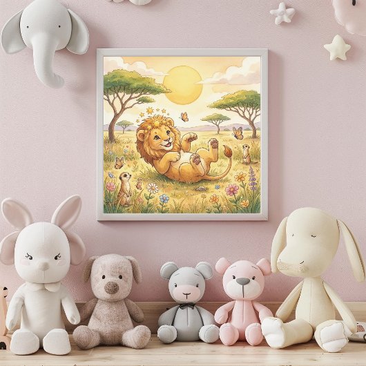 かわいい赤ちゃん獅子座の壁アートポスター ポスター