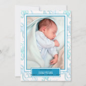 かわいい赤ちゃん男の子のタコの海の生命誕生のお知らせ 案内状 (正面)