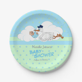 かわいい赤ちゃん男の子を運ぶコウテイペンギン ペーパープレート