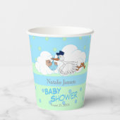 かわいい赤ちゃん男の子を運ぶコウテイペンギン 紙コップ (裏面)