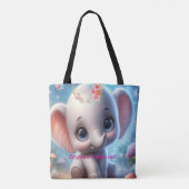 かわいい赤ちゃん白象の花のトートバッグ トートバッグ (裏面)