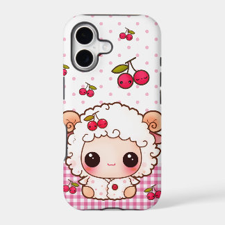 かわいい赤ちゃん羊とかわいいチェリー