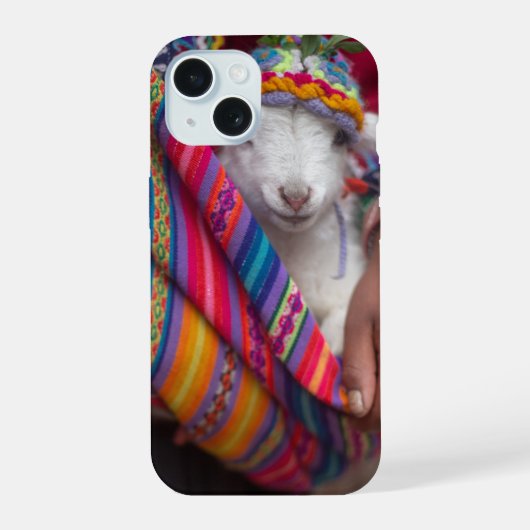 かわいい赤ちゃん羊の南米デザイン iPhone 15ケース (裏面)