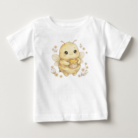 かわいい赤ちゃん蜂のハニーポット - 水彩画 ベビーTシャツ (正面)