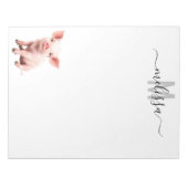 かわいい赤ちゃん豚の水彩モノグラム名前ノート ノートパッド (正面)