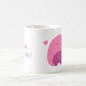 かわいい赤ちゃん象とママ 豸親の愛 コーヒーマグカップ (中央)