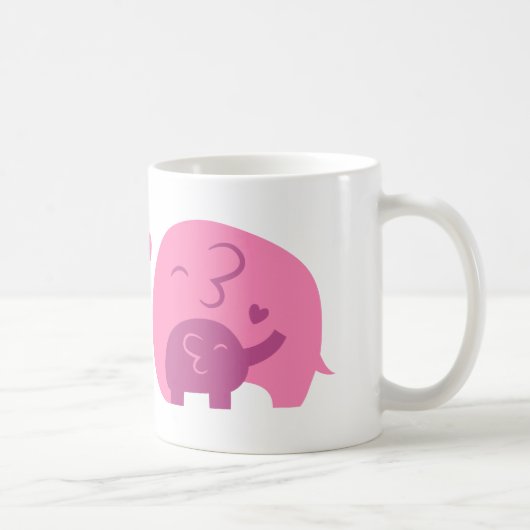 かわいい赤ちゃん象とママ 豸親の愛 コーヒーマグカップ (右)