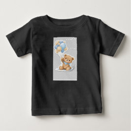かわいい赤ちゃん象と青い風船のベビーシャワー ベビーTシャツ