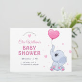 かわいい赤ちゃん象と風船 招待状 (スタンド正面)