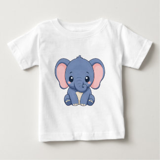 かわいい赤ちゃん象のキャラクターデザイン ベビーTシャツ