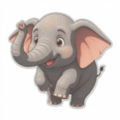 かわいい赤ちゃん象のキャラクター シール (正面)