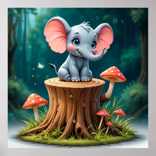 🐘 かわいい赤ちゃん象のギフト - 子供部屋に最適 🎁 ポスター (正面)