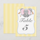 かわいい赤ちゃん象のピーナッツパーティー テーブルナンバーカード 招待状 (正面/裏面)
