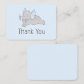 かわいい赤ちゃん象のブルーの鉛筆の感謝カード エンクロージャーカード (正面/裏面)