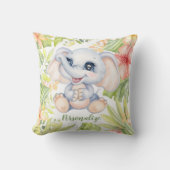 かわいい赤ちゃん象の保育園インテリア クッション (正面)