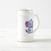 かわいい赤ちゃん象の座ったキャラクター-23800 ビールジョッキ (正面右)