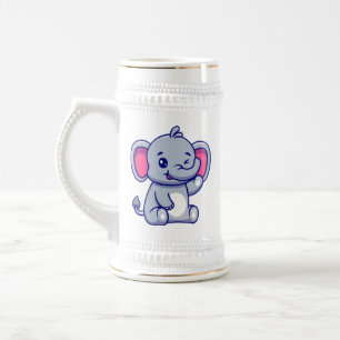 かわいい赤ちゃん象の座ったキャラクター-23800 ビールジョッキ