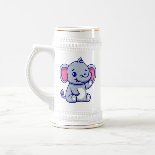 かわいい赤ちゃん象の座ったキャラクター-23800 ビールジョッキ (左)