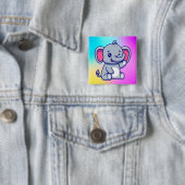 かわいい赤ちゃん象の座るキャラクター-23800 缶バッジ (インサイチュ)