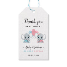 かわいい赤ちゃん象の性別発表ギフトタグ