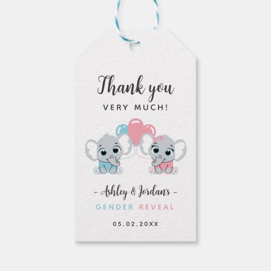 かわいい赤ちゃん象の性別発表ギフトタグ ギフトタグ (裏面)