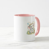 かわいい赤ちゃん象の花柄コーヒーマグ マグカップ (正面右)