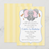 かわいい赤ちゃん象の誕生日またはシャワー招待状 招待状 (正面/裏面)