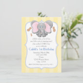 かわいい赤ちゃん象の誕生日またはシャワー招待状 招待状 (スタンド正面)