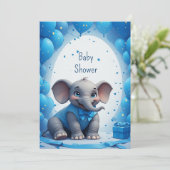 かわいい赤ちゃん象の誕生日カード 🐘 招待状 (スタンド正面)