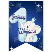 かわいい赤ちゃん象の1歳の誕生日 バンティングフラッグ (第3の旗)