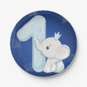 かわいい赤ちゃん象の1歳の誕生日 ペーパープレート (正面)