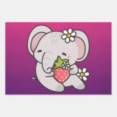 かわいい赤ちゃん象の1歳の誕生日 ラッピングペーパーシート (正面3)