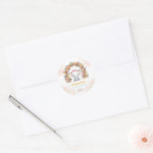 かわいい赤ちゃん象バルーンアーチ 誕生日お礼 ラウンドシール (封筒)
