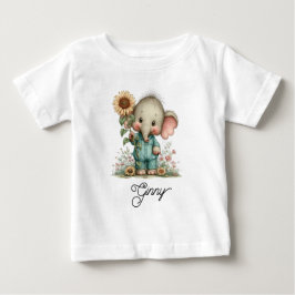 かわいい赤ちゃん象 ベビーTシャツ
