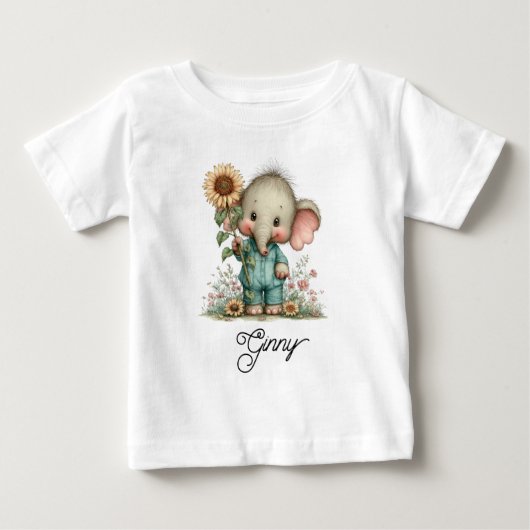 かわいい赤ちゃん象 ベビーTシャツ (正面)