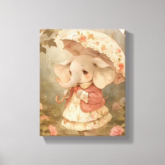 かわいい赤ちゃん象 - 水彩のベビー ポスター キャンバスプリント (正面)