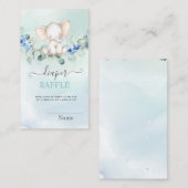 かわいい赤ちゃん象 青いバラ エンクロージャーカード (正面/裏面)