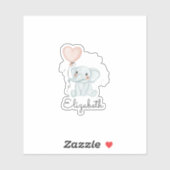 かわいい赤ちゃん象、風船 シール (シート)
