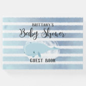 かわいい赤ちゃん青いクジラのストライプのベイビーシャワー ゲストブック (正面)
