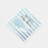 かわいい赤ちゃん青いクジラストライプのの赤ちゃんシャワー スタンダードランチョンナプキン (角)