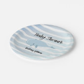 かわいい赤ちゃん青いクジラストライプのの赤ちゃんシャワー ペーパープレート (アングル)