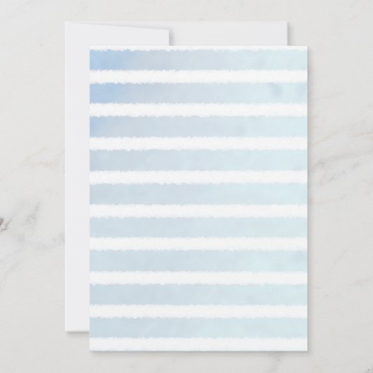 かわいい赤ちゃん青いクジラストライプのの赤ちゃんシャワー 招待状 (裏面)