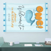 かわいい赤ちゃん青いクジラ1歳の誕生日ウェルカム 横断幕 (トレードショー)
