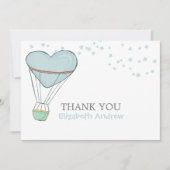 かわいい赤ちゃん青熱気球ベビーシャワー サンキューカード (正面)